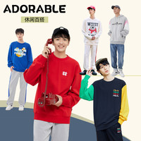 美特斯邦威卫衣迪士尼IP系列圆领百搭舒适套头衫连帽拼接印花上衣 B款-棉花糖白 175/L