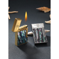 朗声都彭法国打火机高端礼盒侧滑防风法国充气雪茄生日送男友老公礼物 蓝贝壳银 1支 精美礼盒+气瓶+配件