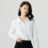 茵曼复古衬衫女秋冬时尚薄打底外穿长袖衬衣上衣 云朵白 XL