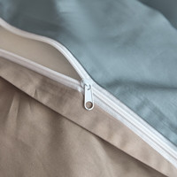 无印良品全棉被套200x230cm双人100%纯棉被罩单件150x200简约双拼色四件套 简兮-海青+山灰【100%全棉】 180*220cm【单被套】