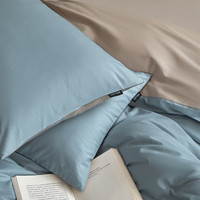 无印良品全棉被套200x230cm双人100%纯棉被罩单件150x200简约双拼色四件套 简兮-海青+山灰【100%全棉】 1.8m床单款四件套-被套200*230cm