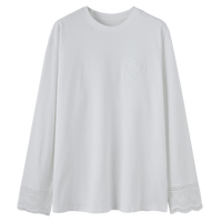 BAIC HOUE/百家好100%棉|松弛感圆领长袖T恤女2025春季休闲上衣