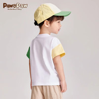 PawinPaw【限时特价】卡通小熊童装24夏季新款男女宝撞色拼接短袖T恤可爱 粉红色/25 90 cm