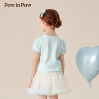 PawinPaw【限时特价】卡通小熊童装2024年秋冬新款女宝宽松舒适短袖T恤可