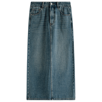 范思蓝恩23FS13262高腰显瘦牛仔半身裙女秋季复古开叉水洗A字裙子