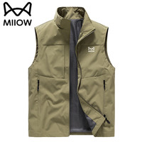 猫人马甲男春秋季外套潮流户外坎肩无袖背心透气上衣 黑色 2XL  2XL （175斤以下）