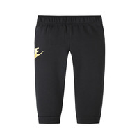 NIKE 耐克小童装男童加绒长裤秋季儿童针织裤子 正黑色／金属金 110 /50【身高98-104cm】