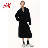 HM女装短外套春季欧若风穿搭休闲双排扣大廓形长袖短风衣1250175 170/116