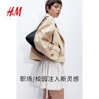 HM女装短外套春季欧若风穿搭休闲双排扣大廓形长袖短风衣1250175