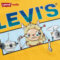 Levi's 李维斯童装男童短袖T恤夏季儿童卡通印花休闲短T上衣 姜黄 140 /68 【身高128-140cm】
