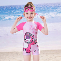 迪士尼美人鱼公主儿童泳衣宝宝女童2025小童可温泉游泳衣女孩泳装 草莓熊粉【卡码拍大】 100 【高100-110cm重30-40斤】