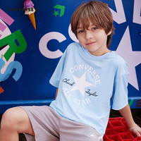 Converse匡威童装男女童凉感短袖T恤夏季舒适透气宽松版型儿童短T 天空蓝 110 /52 【身高98-104cm】