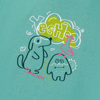 YeeHoO英氏男童女童t恤夏装纯棉开肩 夏季中大童短袖T恤 水域蓝YRTCJ2Q732A 90 cm 90cm