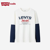 Levi's 李维斯童装男童长袖t恤2025生肖款假两件儿童春节衣服 糖果白【纯棉】 160 /76 【身高152-158cm】