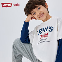 Levi's 李维斯童装男童长袖t恤2025生肖款假两件儿童春节衣服 糖果白【纯棉】 110 /52 【身高98-104cm】
