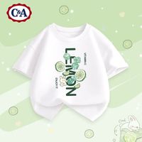 C&A女童短袖t恤夏季2025洋气时髦半袖白色儿童夏装 萌萌叶K抹茶绿 120