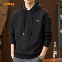 吉普（JEEP）连帽卫衣男士春季2025年潮流美式宽松休闲长袖上衣服外套 黑色 M