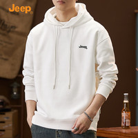 吉普（JEEP）连帽卫衣男士春季2025年潮流美式宽松休闲长袖上衣服外套 白色 XL
