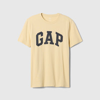 Gap男女装2025春季纯棉印花logo圆领短袖T恤上衣美版856659 杏仁黄 2XL 美码 3XL亚洲码185/124A