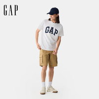 Gap男女装2025春季纯棉印花logo圆领短袖T恤上衣美版856659 白色 L 美码 XL亚洲码185/104A