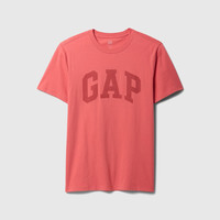 Gap男女装2025春季纯棉印花logo圆领短袖T恤上衣美版856659 西瓜红 XL 美码 2XL亚洲码185/108A