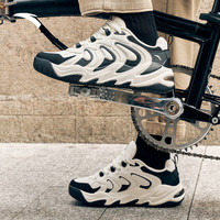 安踏篮球文化板鞋男鞋厚底软底缓震潮流老爹鞋运动鞋休闲鞋 象牙白/黑-1 44 (10男)