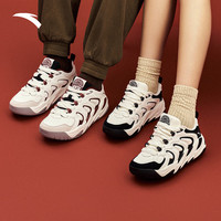 安踏篮球文化板鞋男鞋厚底软底缓震潮流老爹鞋运动鞋休闲鞋 象牙白/荔枝红/黑-2 43 (9.5男)