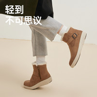 Pansy盼喜日本雪地靴女加绒加厚羊毛短靴棉鞋高帮冬季女鞋