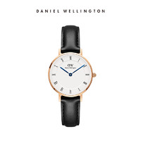 Daniel Wellington 丹尼尔惠灵顿 DW女士手表 PETITE系列小蓝针腕表 皮质石英圆表气质女表