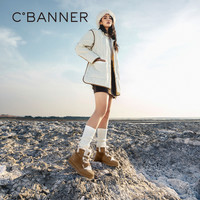 C.BANNER千百度厚底雪地靴冬季增高加厚保暖休闲鞋加绒短靴女鞋