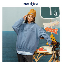 nautica white sail nautica 白帆日系无性别大logo宽松圆领卫衣KW3114