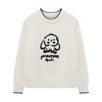 Basic House/百家好春季韩系卡通半高圆领插肩袖宽松针织毛衣 米白色 S