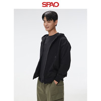 SPAO韩国同款2025年春季男女同款宽松纯色连帽卫衣SPMZF12C02 麻灰 180/100A/XL