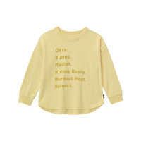 千趣会 SENSHUKAI童装男童女童T恤长袖秋季款LOGO印花弧线下摆长袖棉质儿童T恤勿上 淡黄色 130 cm