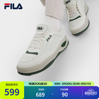 FILA 官方男鞋MIX 2复古板鞋冬季新品舞动鞋面包休闲鞋舒适运动鞋 初雪白-PA 42