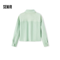 森马 Semir森柔牛仔|牛仔外套女短款毛边街头春多巴胺宽松翻领夹克 绿色调00444 175/96A/XXL
