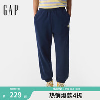 Gap 男装2025春季刺绣logo松紧腰束口卫裤运动休闲长裤725654 海军蓝 XL (180/88A)亚洲尺码