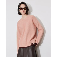 初语假两件圆领毛衣慵懒高级感针织衫女安可拉红上衣 藕粉色 XL