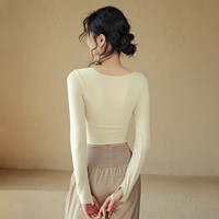 达兹【清仓】带胸垫瑜伽服长袖T恤运动上衣跑步修身普拉提服 潮水蓝 S (90斤以下)