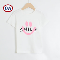 C&A夏季儿童短袖t恤夏装夏季卡通撞色男女童短袖T恤 白色212 110