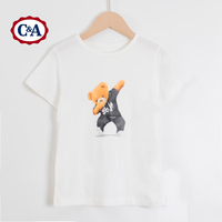 C&A夏季儿童短袖t恤夏装夏季卡通撞色男女童短袖T恤 白色221 110