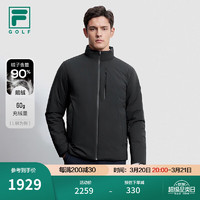 FILA 官方男士羽绒服冬新款高尔夫运动简约基础立领外套 深黑-BK S 165/88A