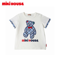 MIKI HOUSE MIKIHOUSE儿童短袖T恤纯棉卡通可爱字母刺绣夏季新品日本制