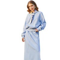 两三事漫想天空 2025春季新款简约绣花口袋开叉高腰半身裙长裙