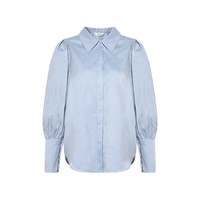 两三事蓝调拾光 2025春季复古公主袖衬衫女宽松衬衣 蓝灰色 S