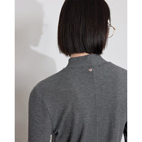 初语抗菌发热高弹修身显瘦打底衫女2024冬季保暖立领百搭t恤 深灰色 M