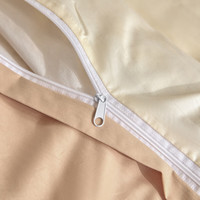 无印良品全棉被套200x230cm双人100%纯棉被罩单件150x200简约双拼色四件套 简兮-奶昔白+奶茶【100%全棉】 220*240cm【单被套】