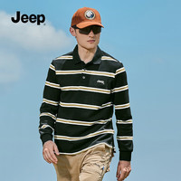 吉普（JEEP）长袖T恤男休闲百搭宽松POLO衫翻领男士体恤打底衫