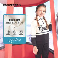 converse匡威童装女童加绒长袖Polo衫冬季儿童保暖打底衫上衣 羽白色