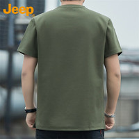 吉普（JEEP）短袖男士T恤春夏季宽松凉感圆领休闲运动透气衣服男装 军绿 2XL 